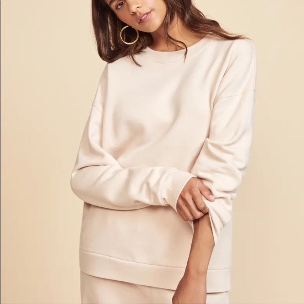 Reformation Jeans Classic Crewneck Sweatshirt Peach Light Beige